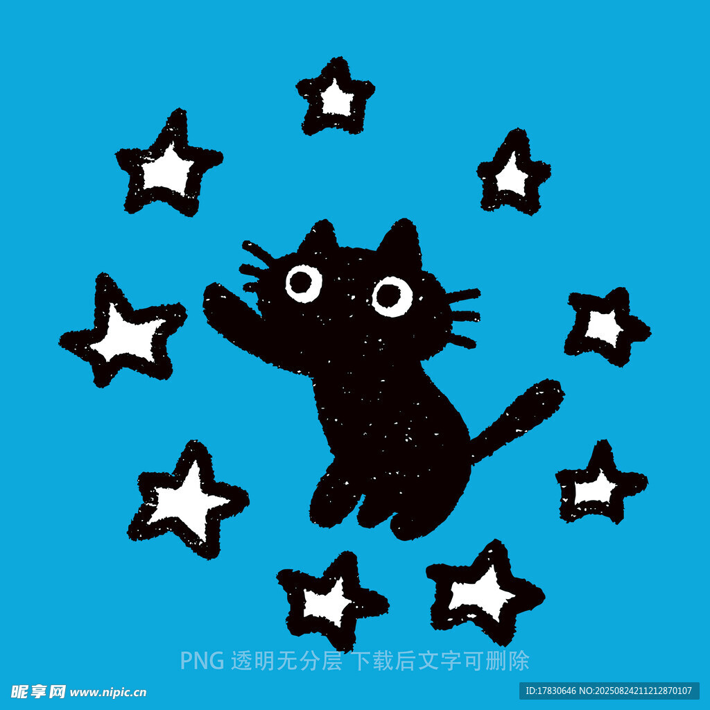黑猫与星星的梦幻图案
