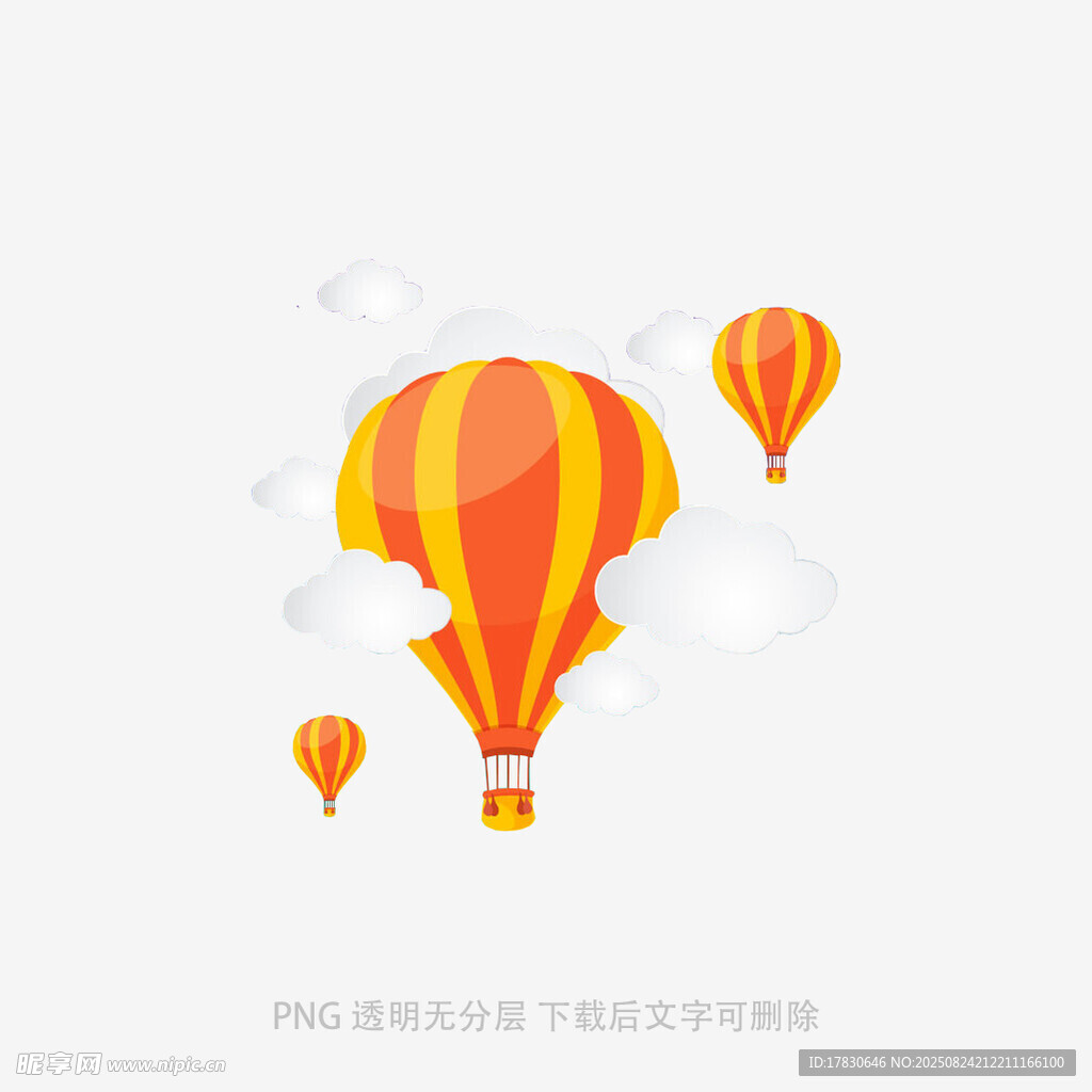 空中飘浮的多彩热气球