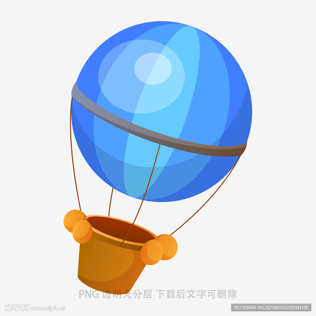 蓝色热气球卡通形象