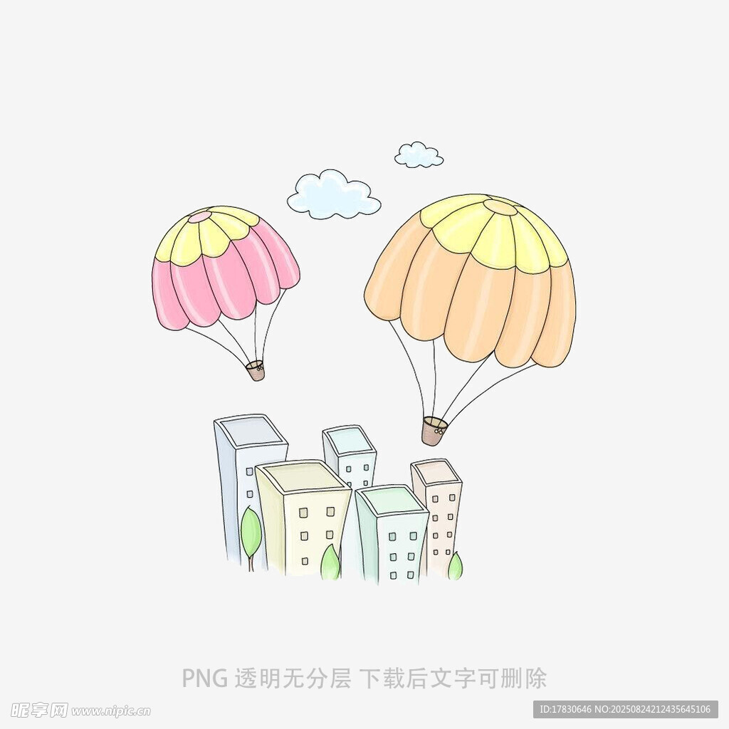 城市上空的彩色热气球