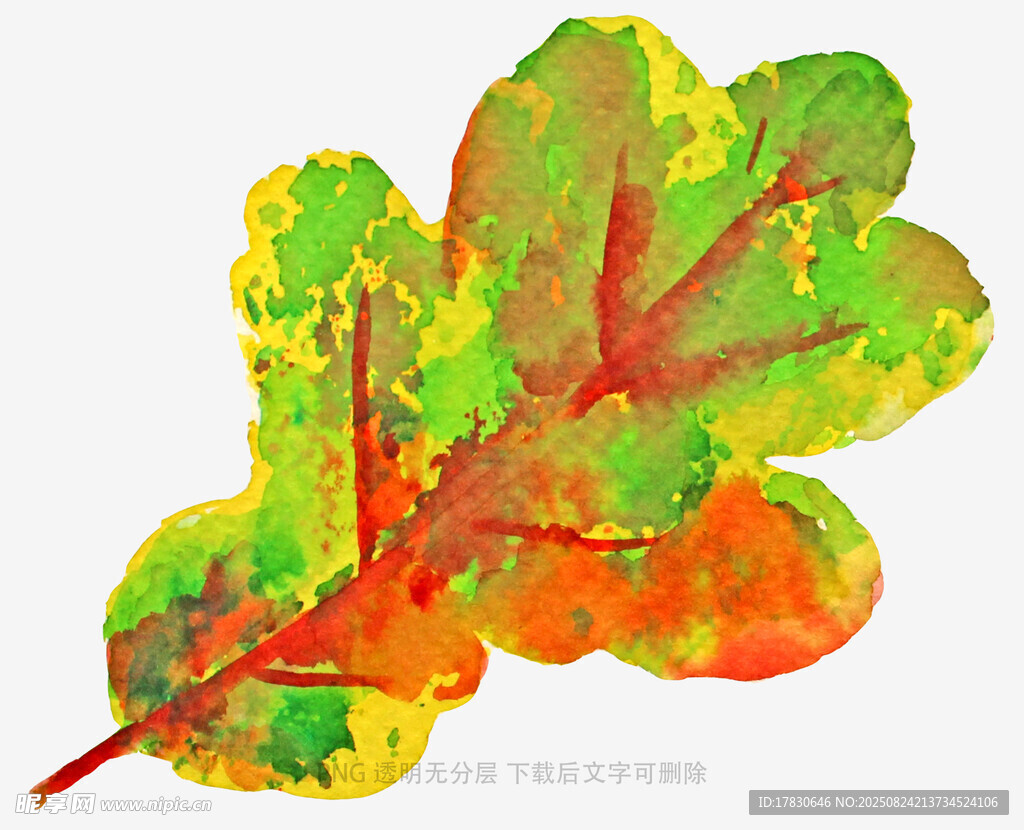 多彩秋叶水彩画
