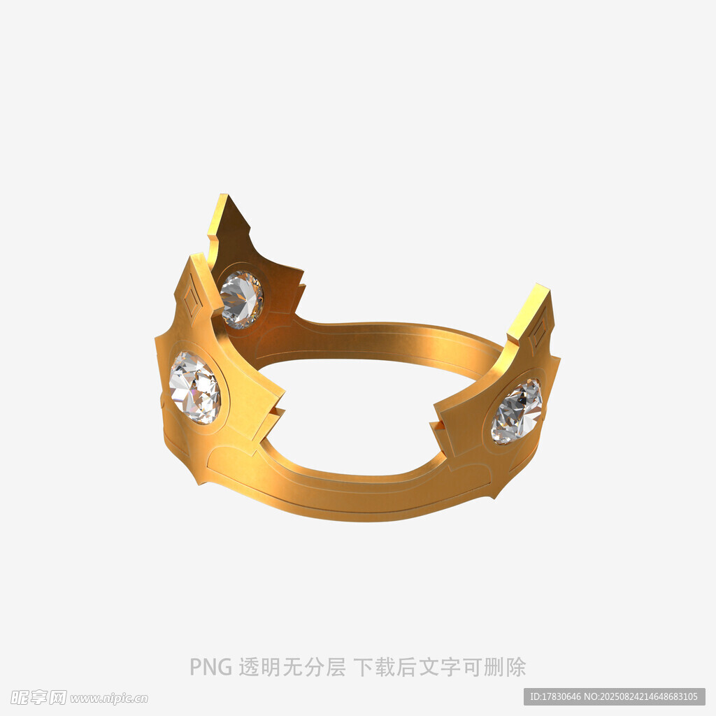 金色钻石皇冠戒指