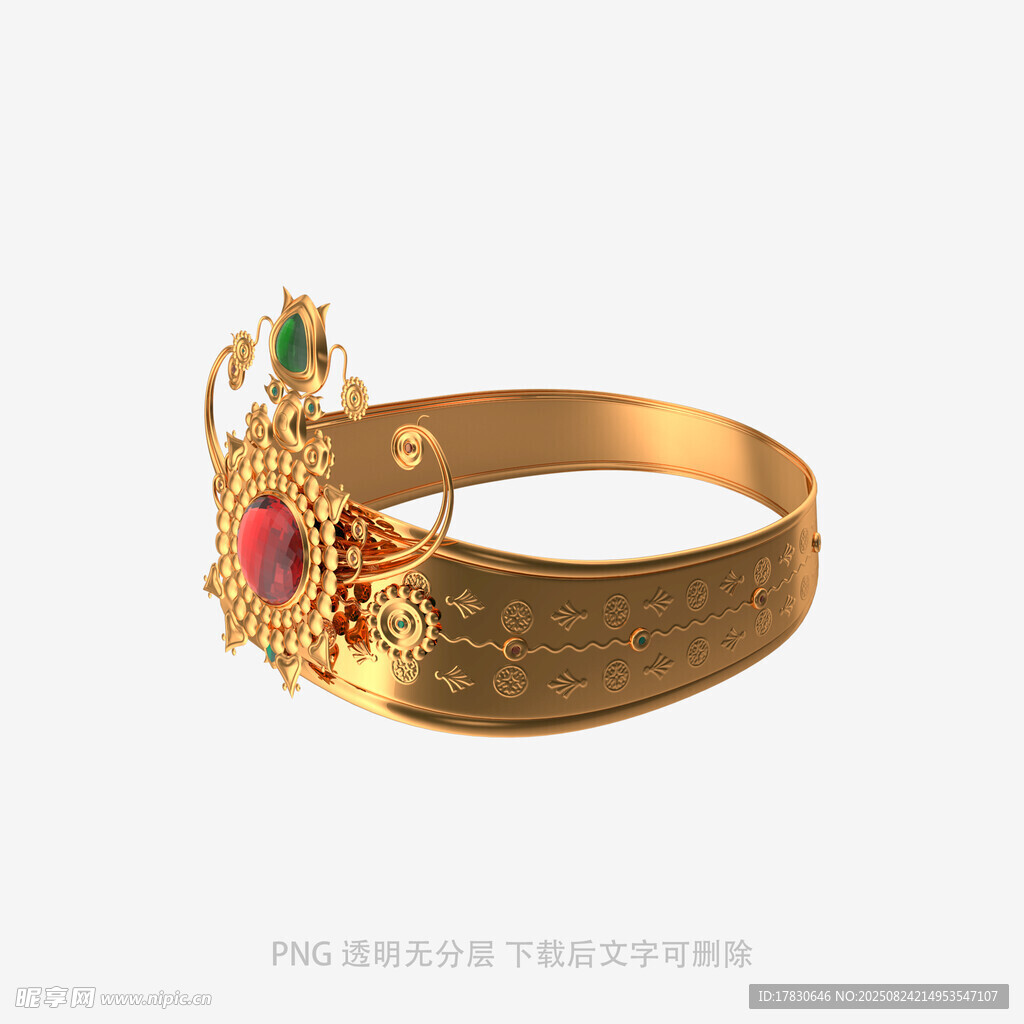 金色雕花宝石华丽金冠