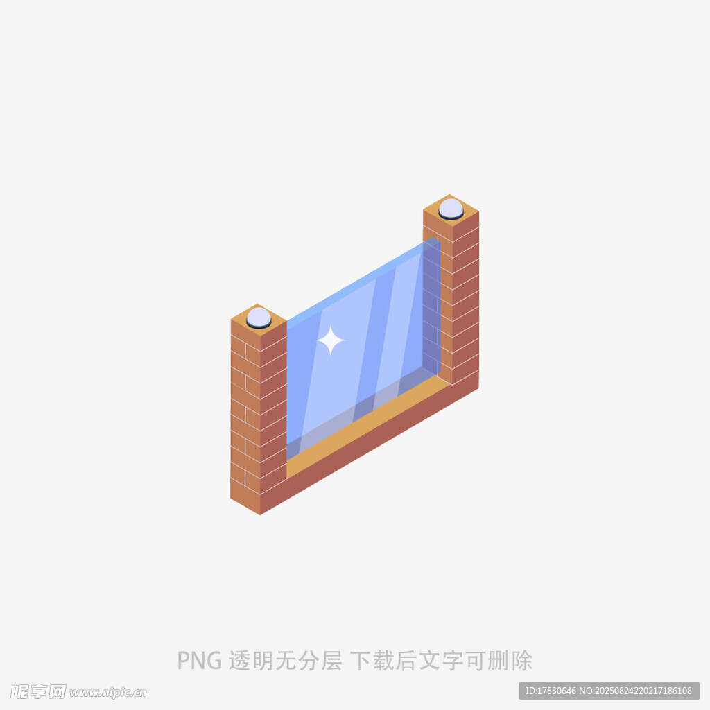 红砖边框的透明玻璃墙面