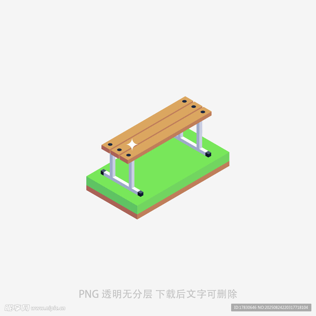 木质户外长椅3D模型展示
