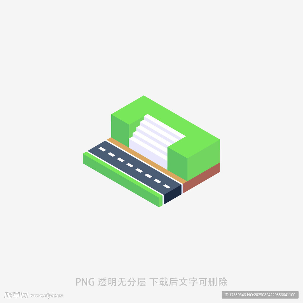 立体风格公路与建筑图标