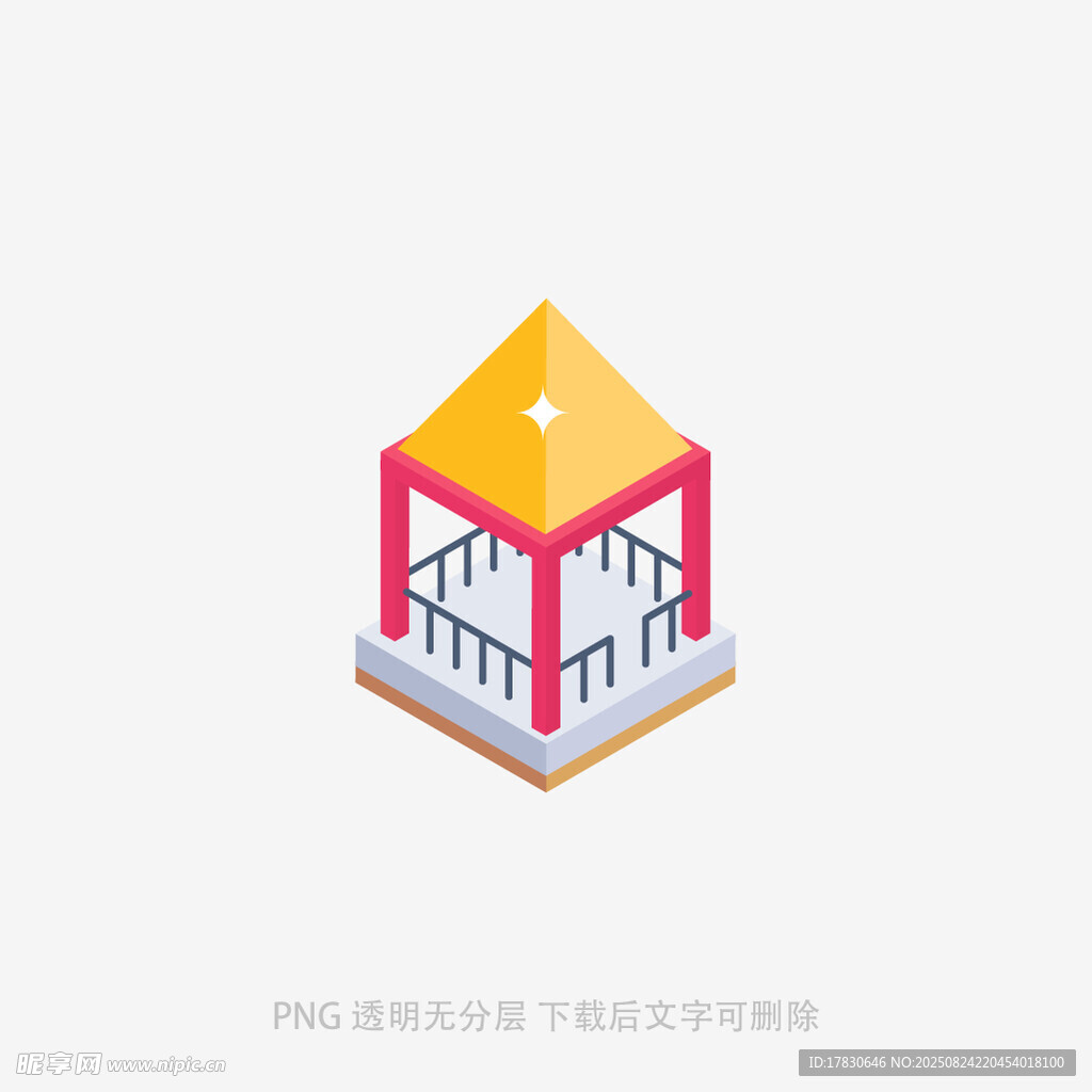 中式立体亭子建筑图标