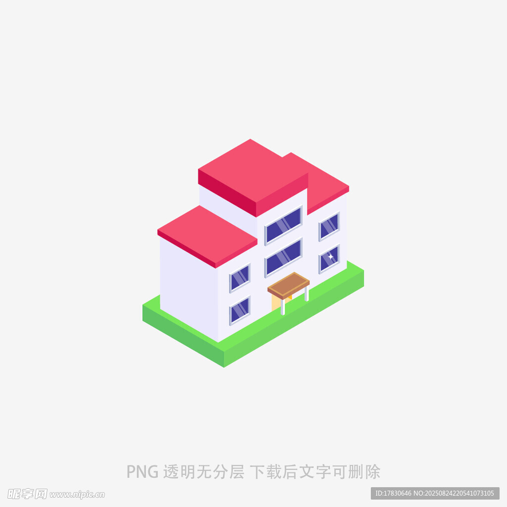 立体卡通风格的两层小建筑