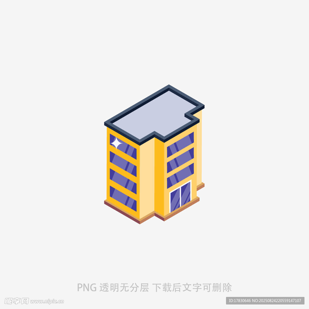 三层黄色立体建筑模型