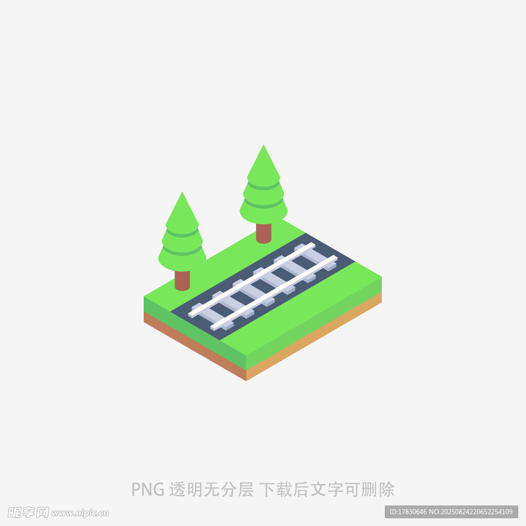 等距风格草地树木道路场景