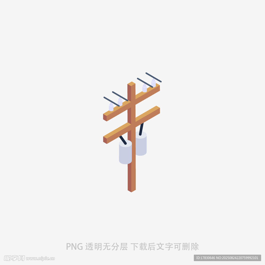 木质电线杆与电力设备