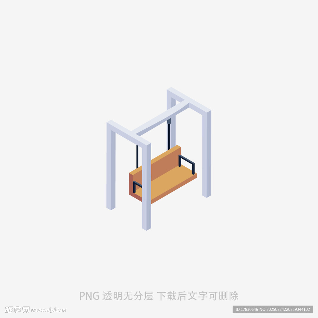 户外木质秋千架模型