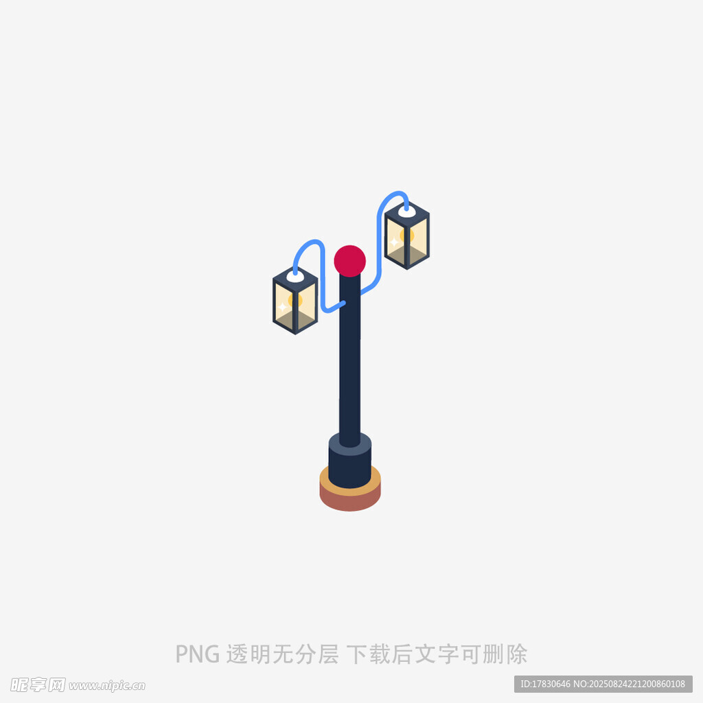 卡通风格双灯路灯模型