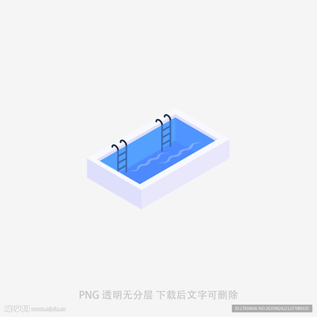 等距风格泳池图标设计
