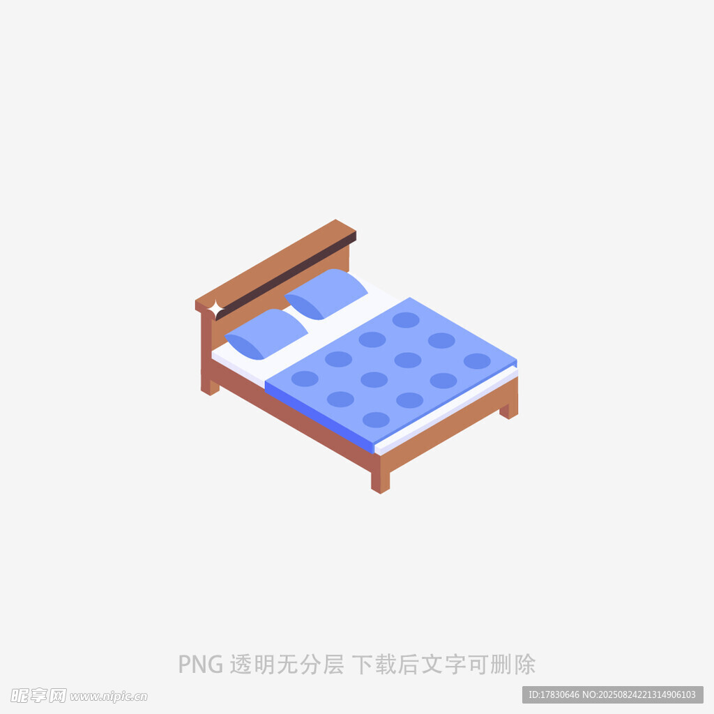 简约双人床3D模型展示