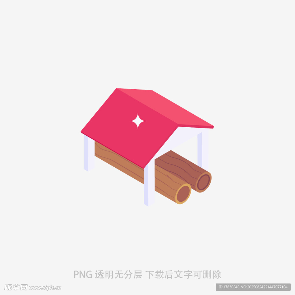红色屋顶的简易木屋