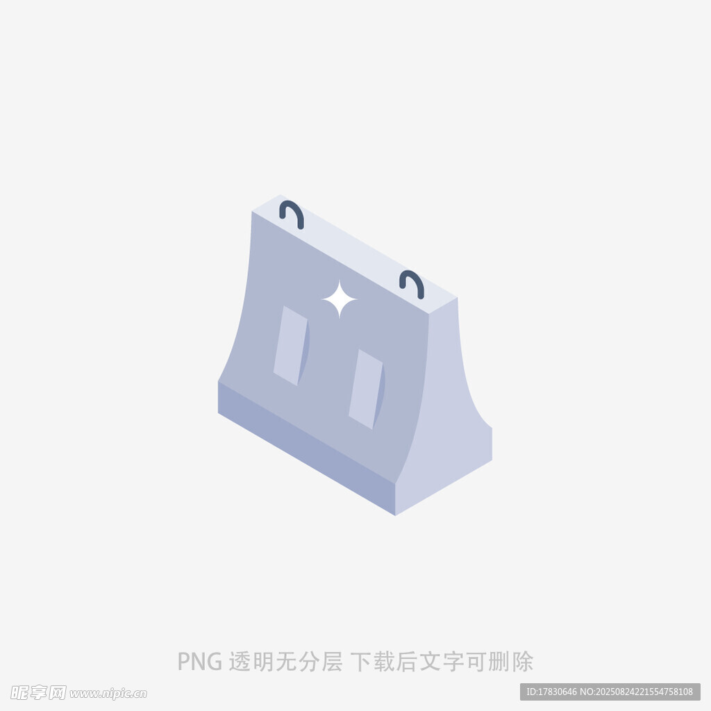 灰色混凝土隔离墩模型