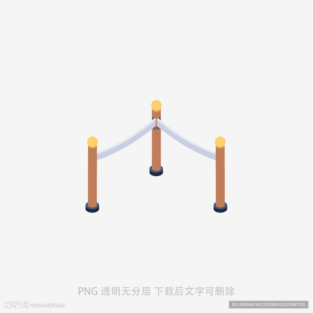金色隔离栏杆模型