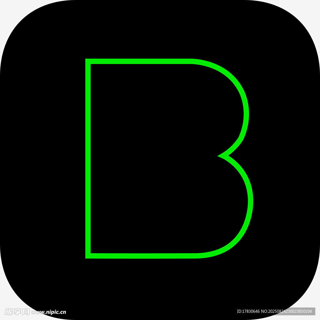 绿色轮廓字母B图标