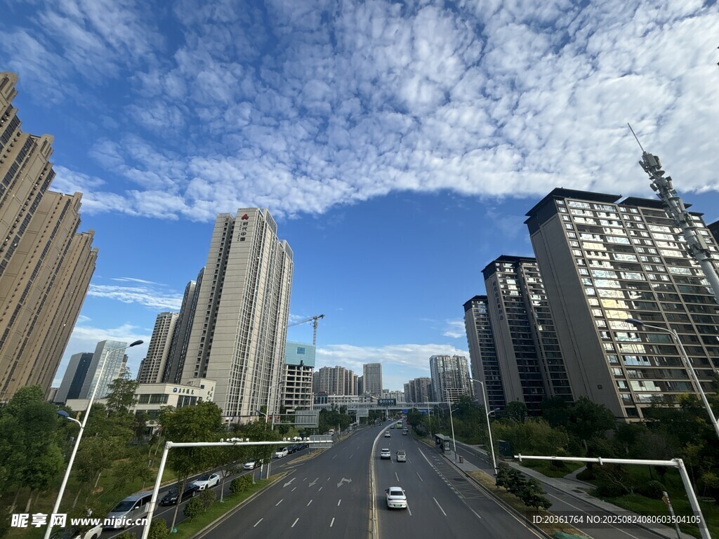 城市道路与林立高楼景观
