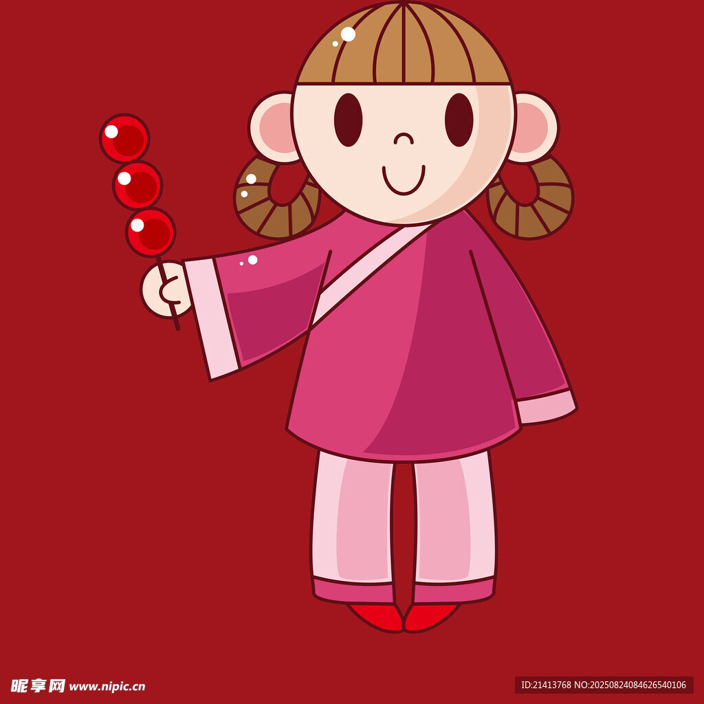 手持糖葫芦的可爱古装女孩