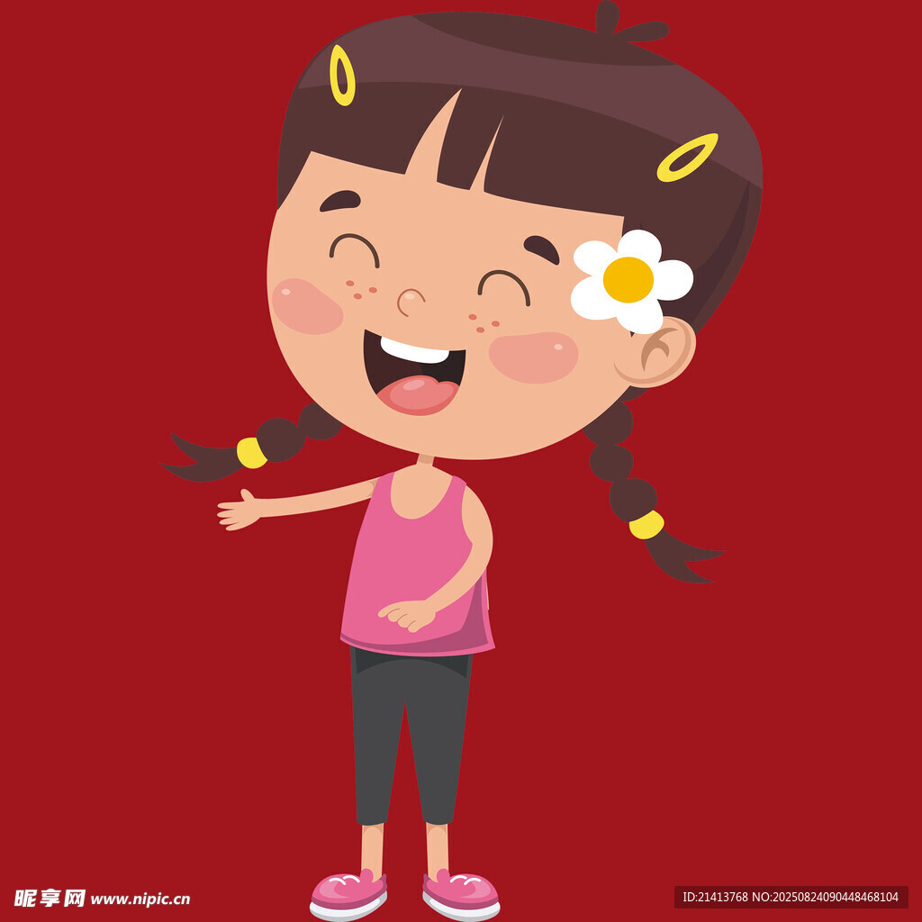 扎辫女孩开心比耶
