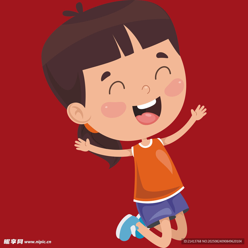 跳跃的快乐小女孩