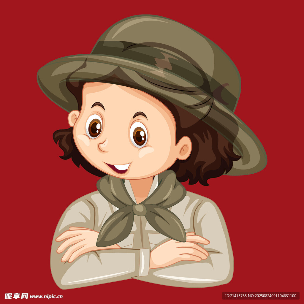 戴帽微笑的可爱小女孩
