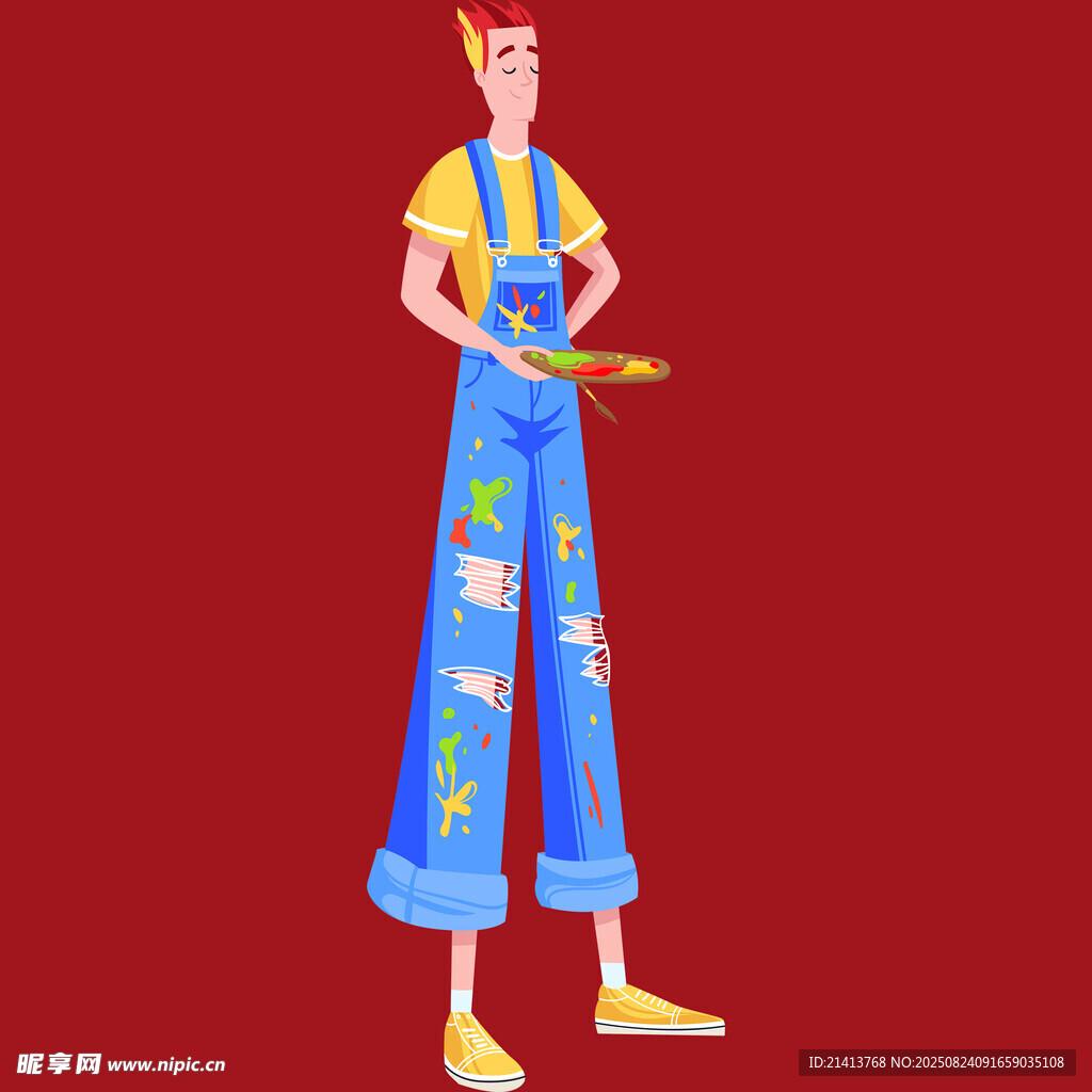 时尚插画风的个性穿搭模特