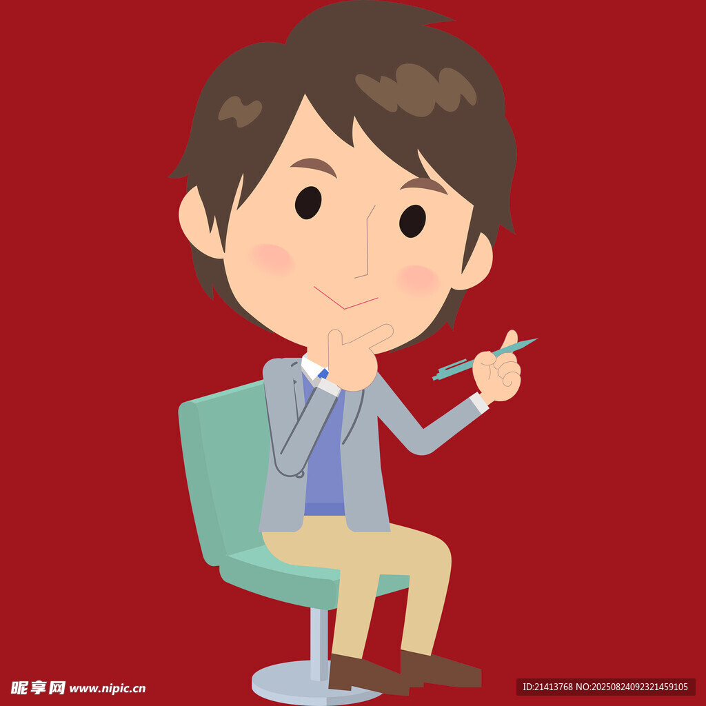 男孩坐着手持物品