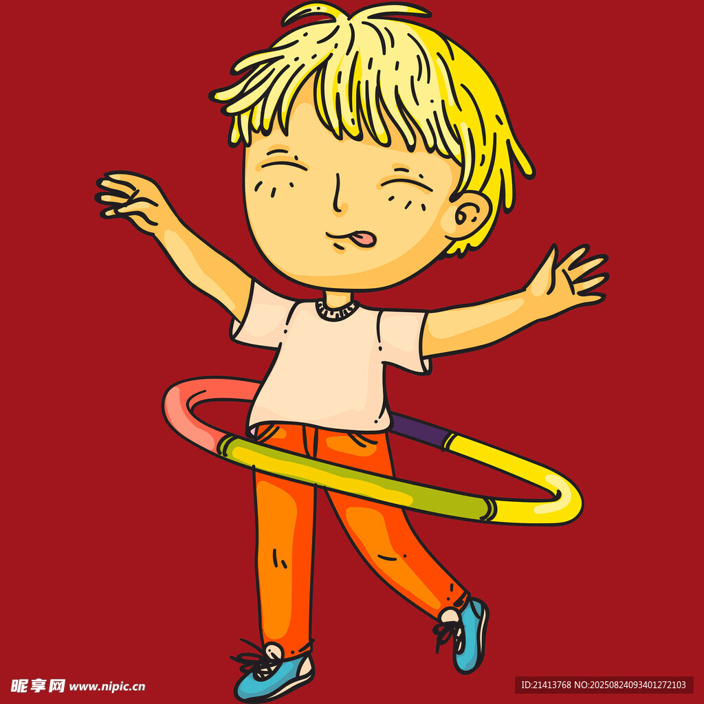 小孩欢快转呼啦圈
