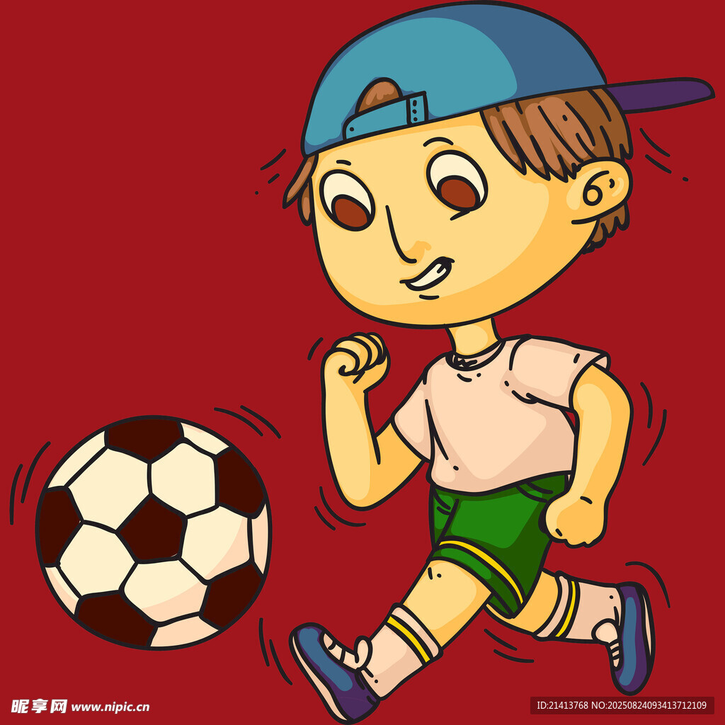 踢足球的活力小男孩