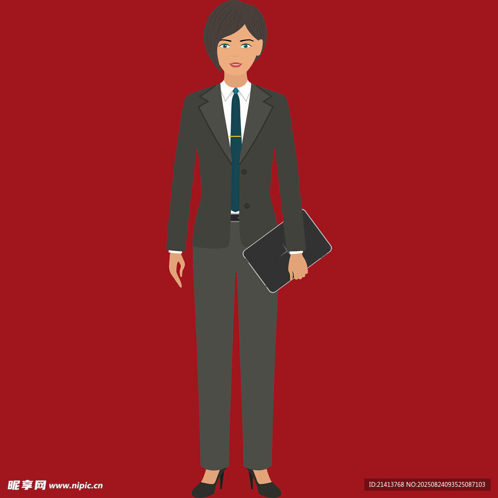 商务女性手持文件夹形象