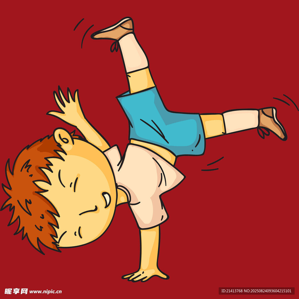 男孩倒立瞬间