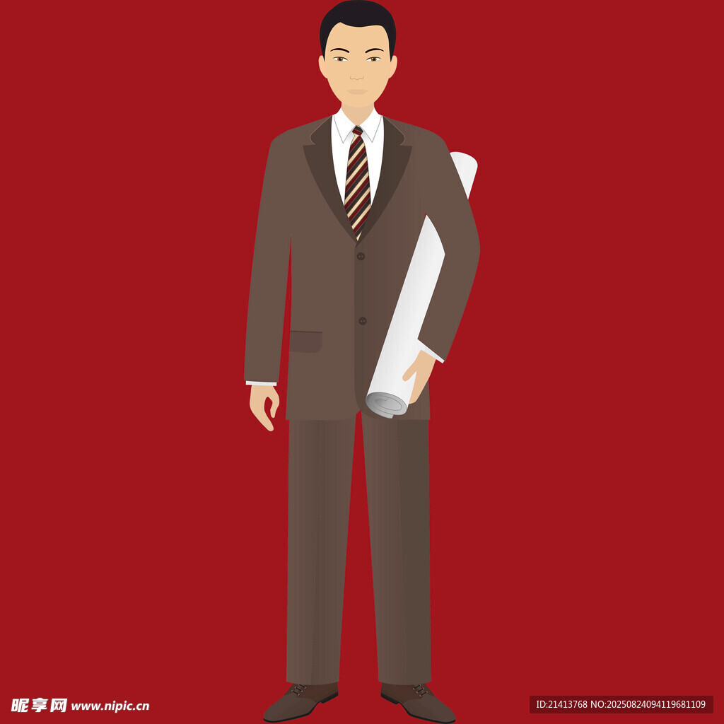 商务男士手持文件形象