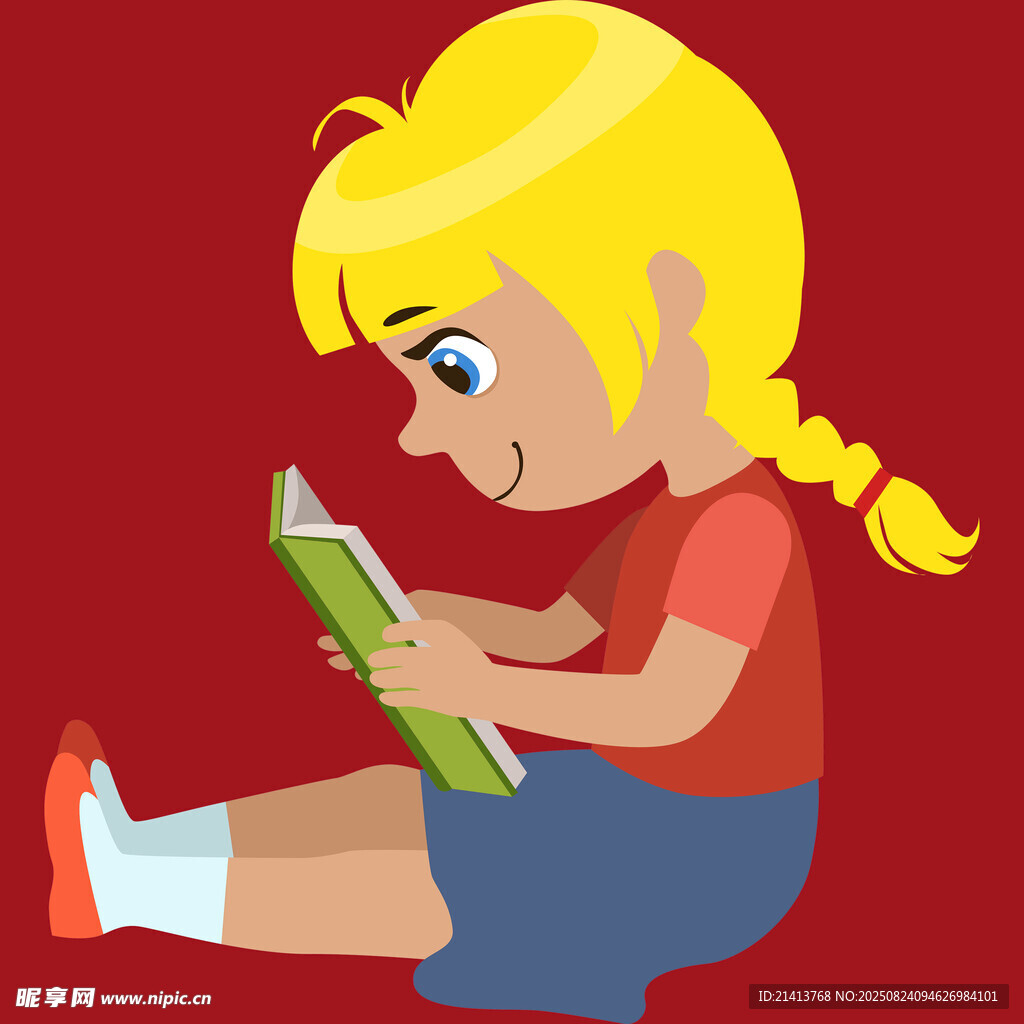 小女孩专注阅读书籍