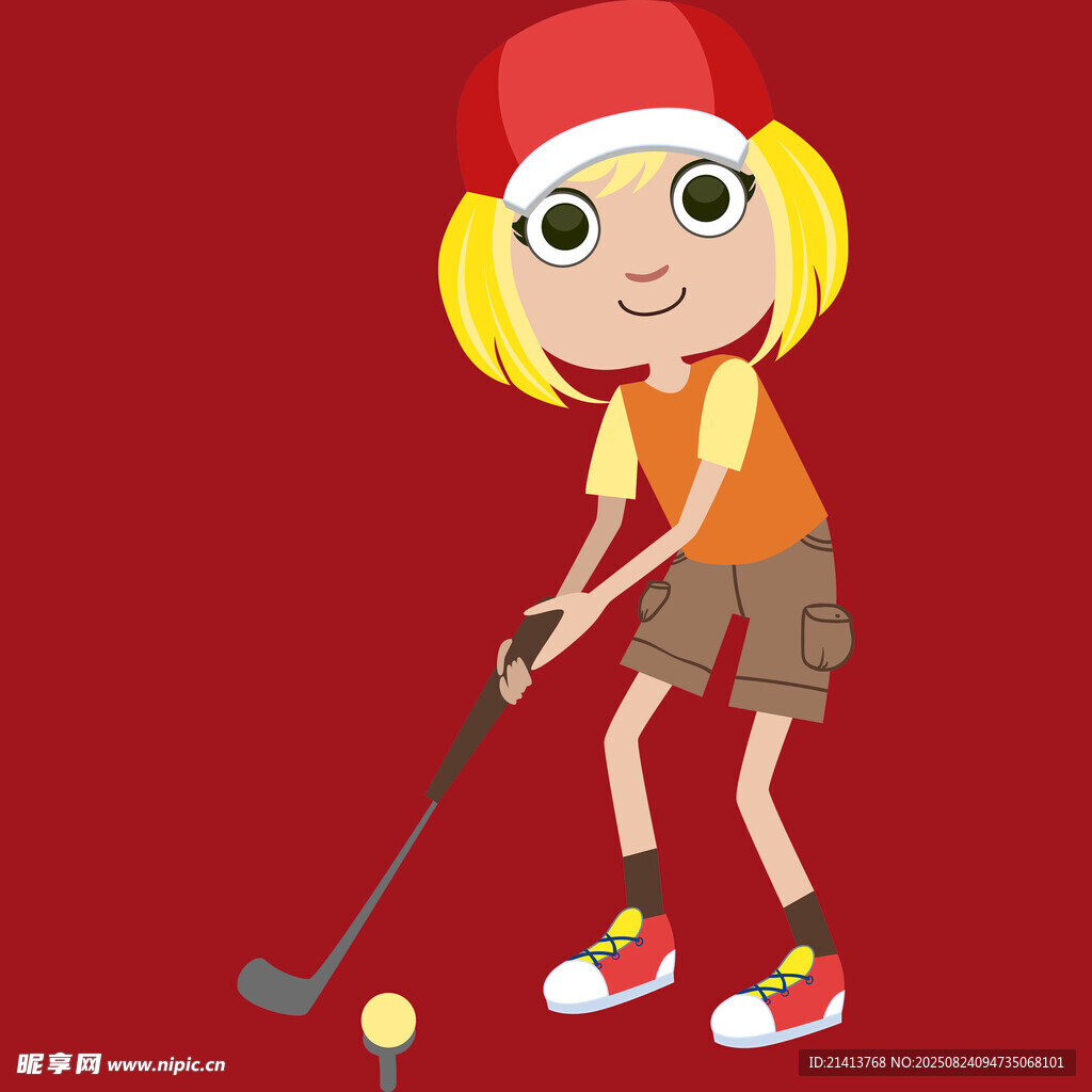 打高尔夫的活力小女孩