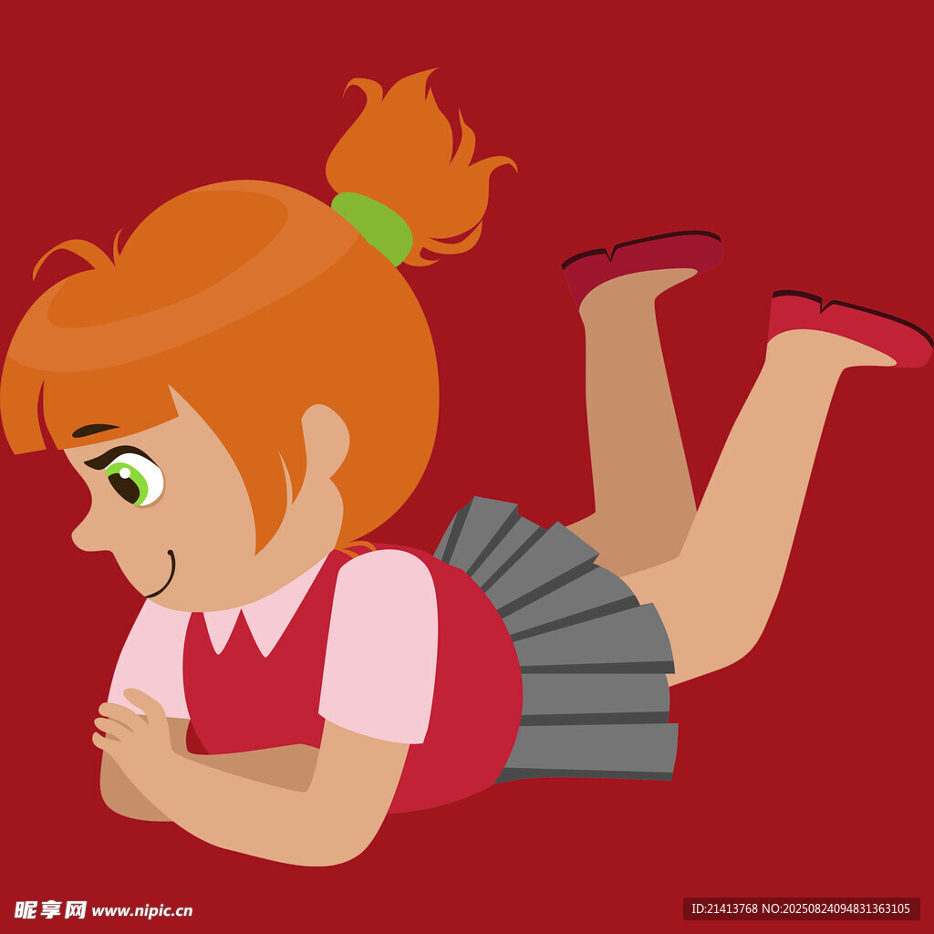 趴着的红发小女孩
