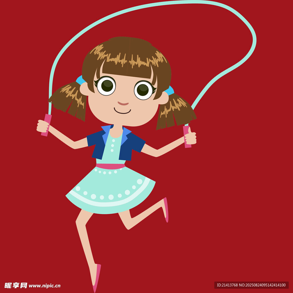 小女孩欢快跳绳瞬间