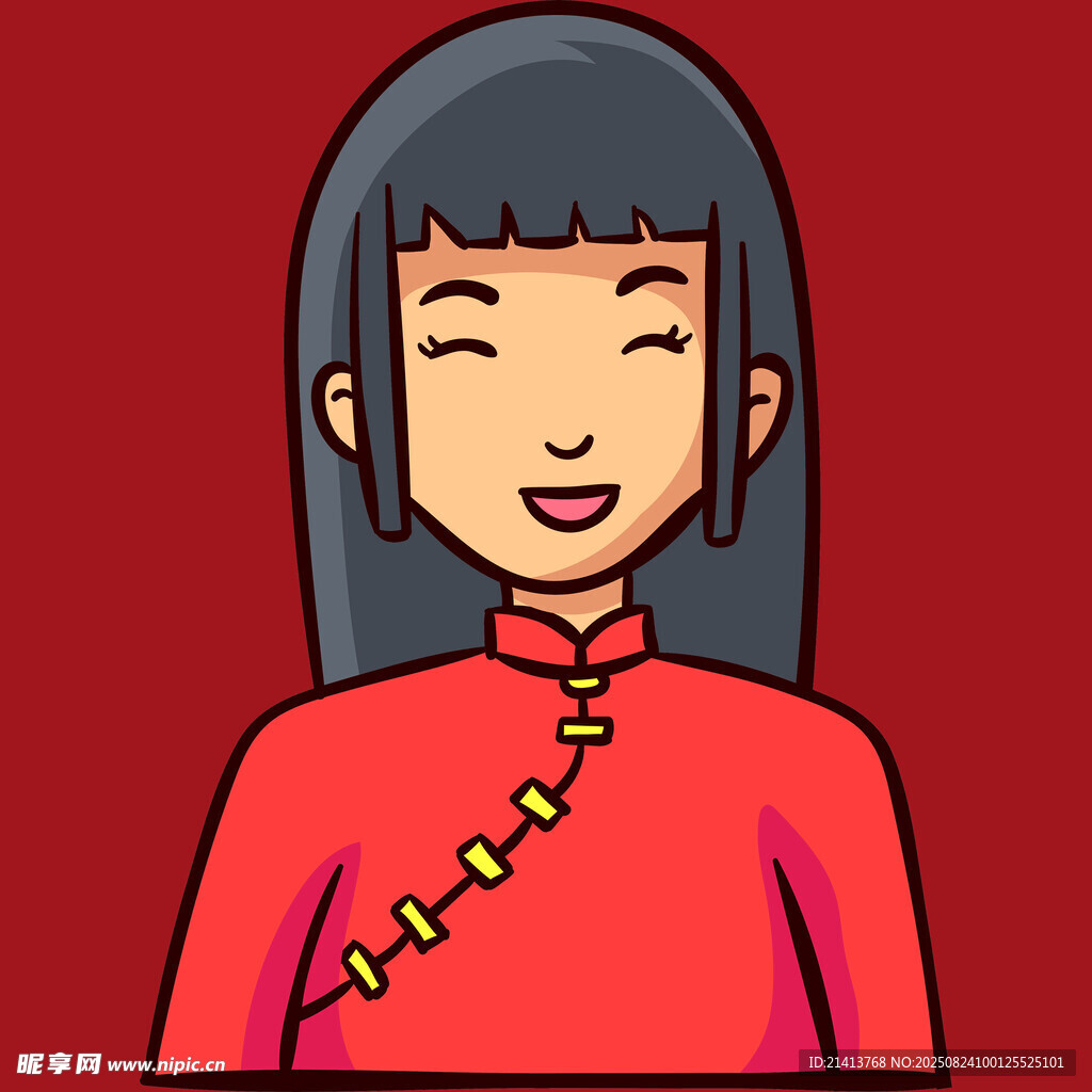 穿旗袍的微笑女孩