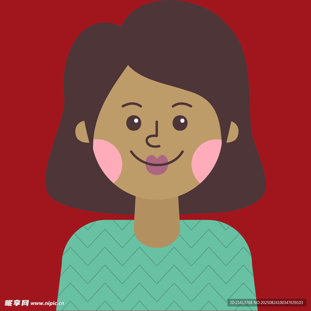 微笑的女性头像插画