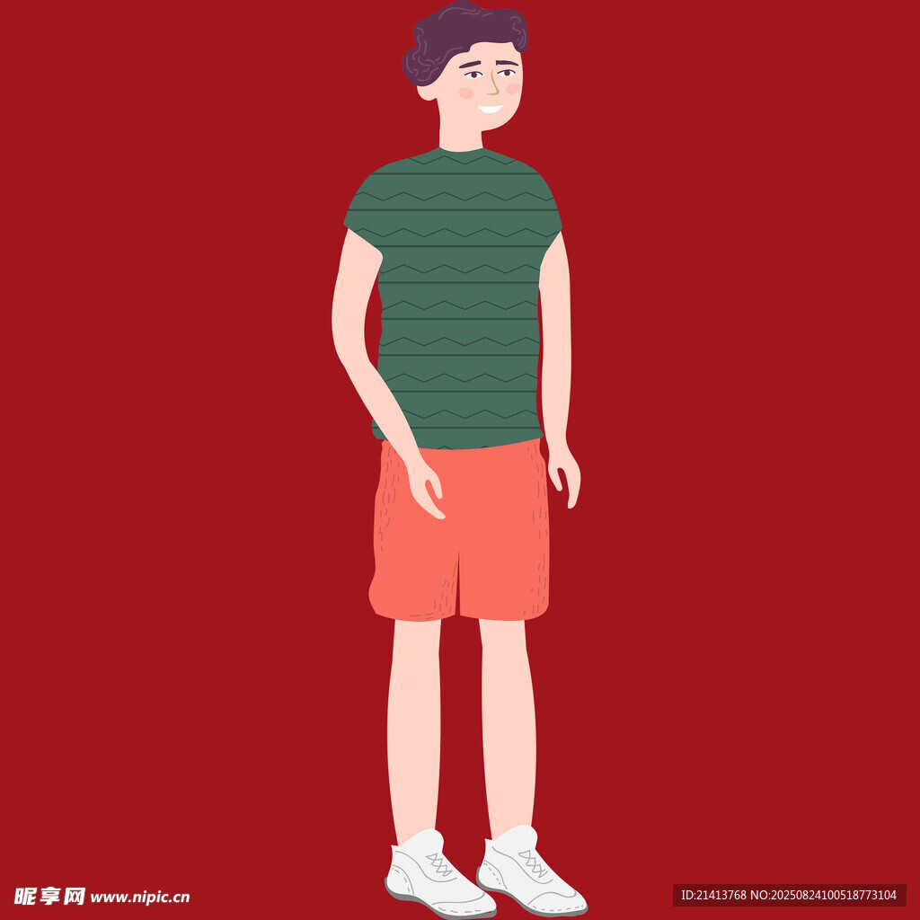 穿绿衣红裤的站立男子