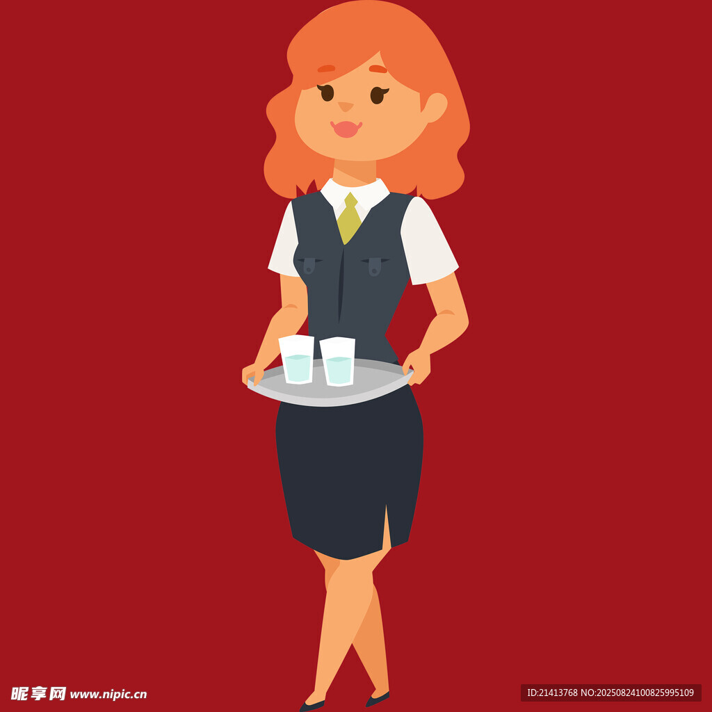 端托盘的女服务员