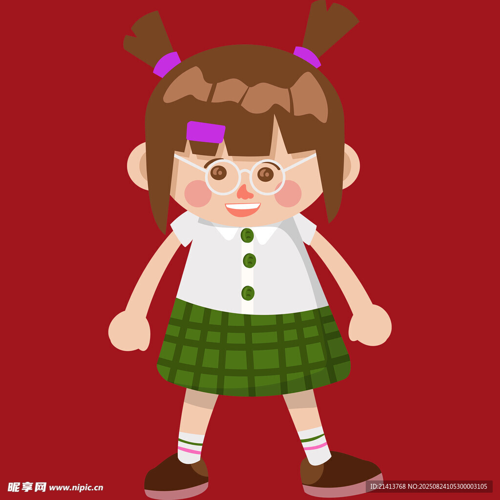 扎双马尾的可爱小女孩