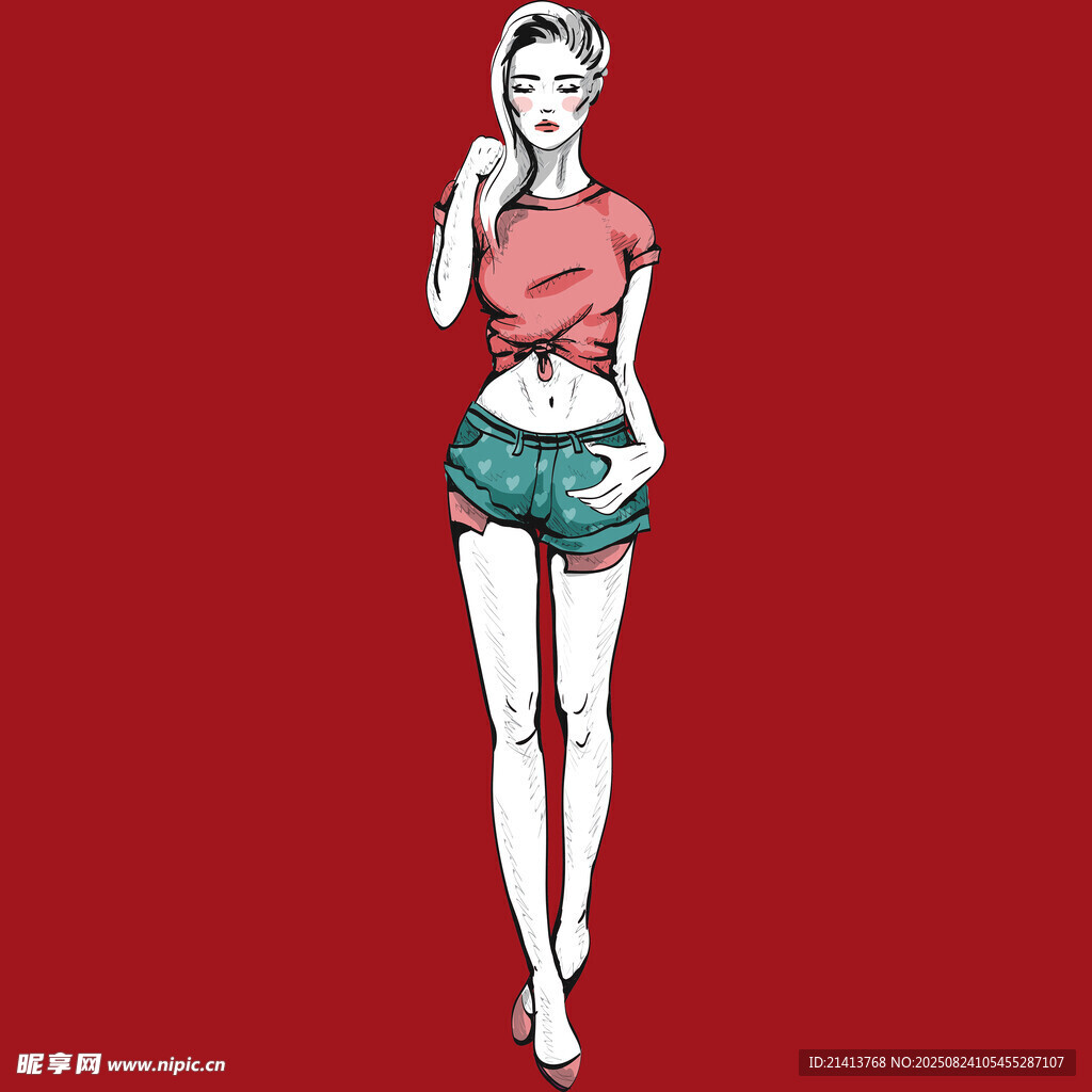 时尚女性穿搭插画形象