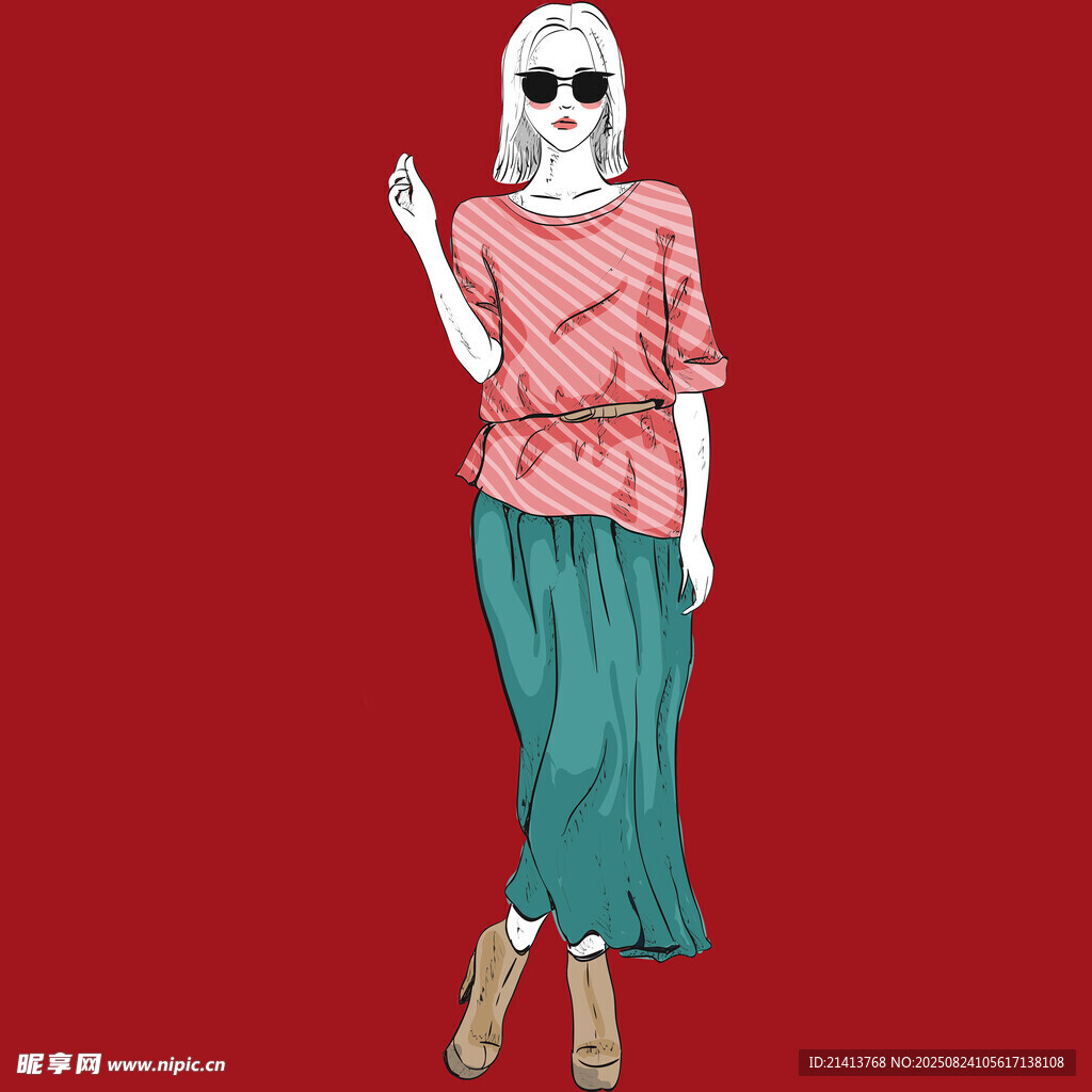 时尚骷髅女孩穿搭展示
