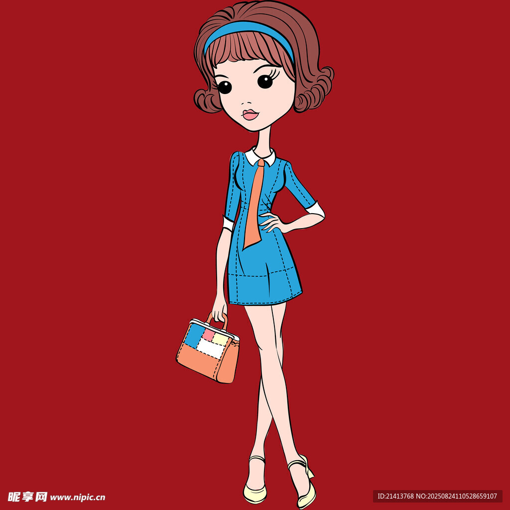 时尚女孩手提包造型展示