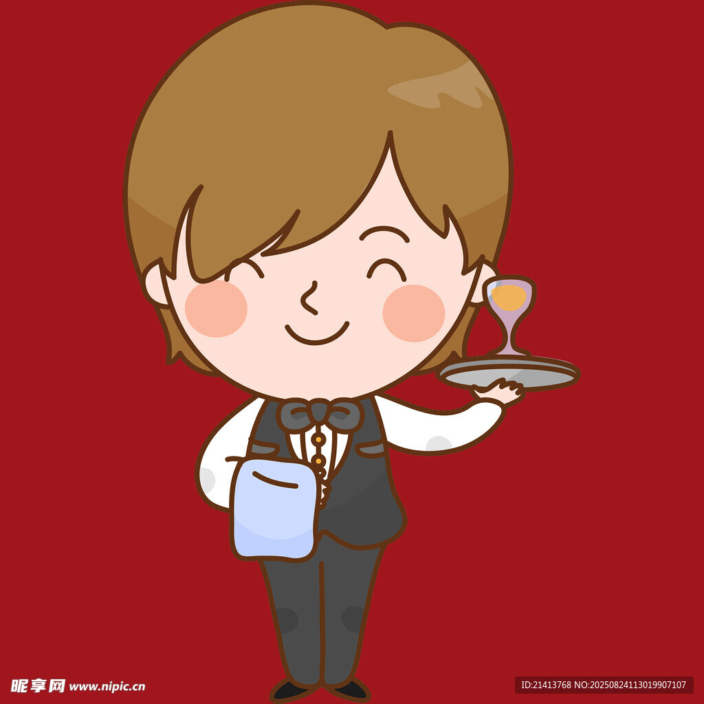 可爱女服务员端饮品