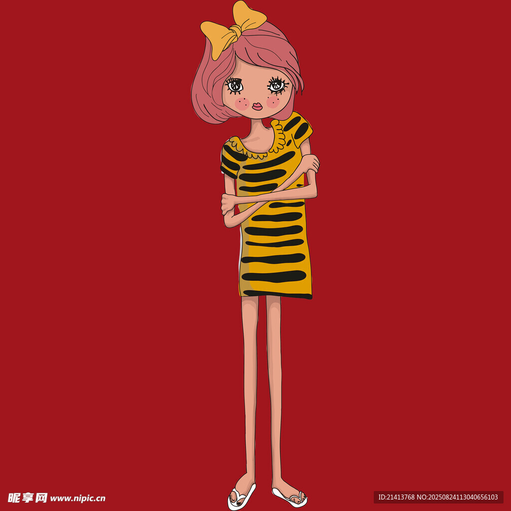 戴皇冠的条纹裙女孩