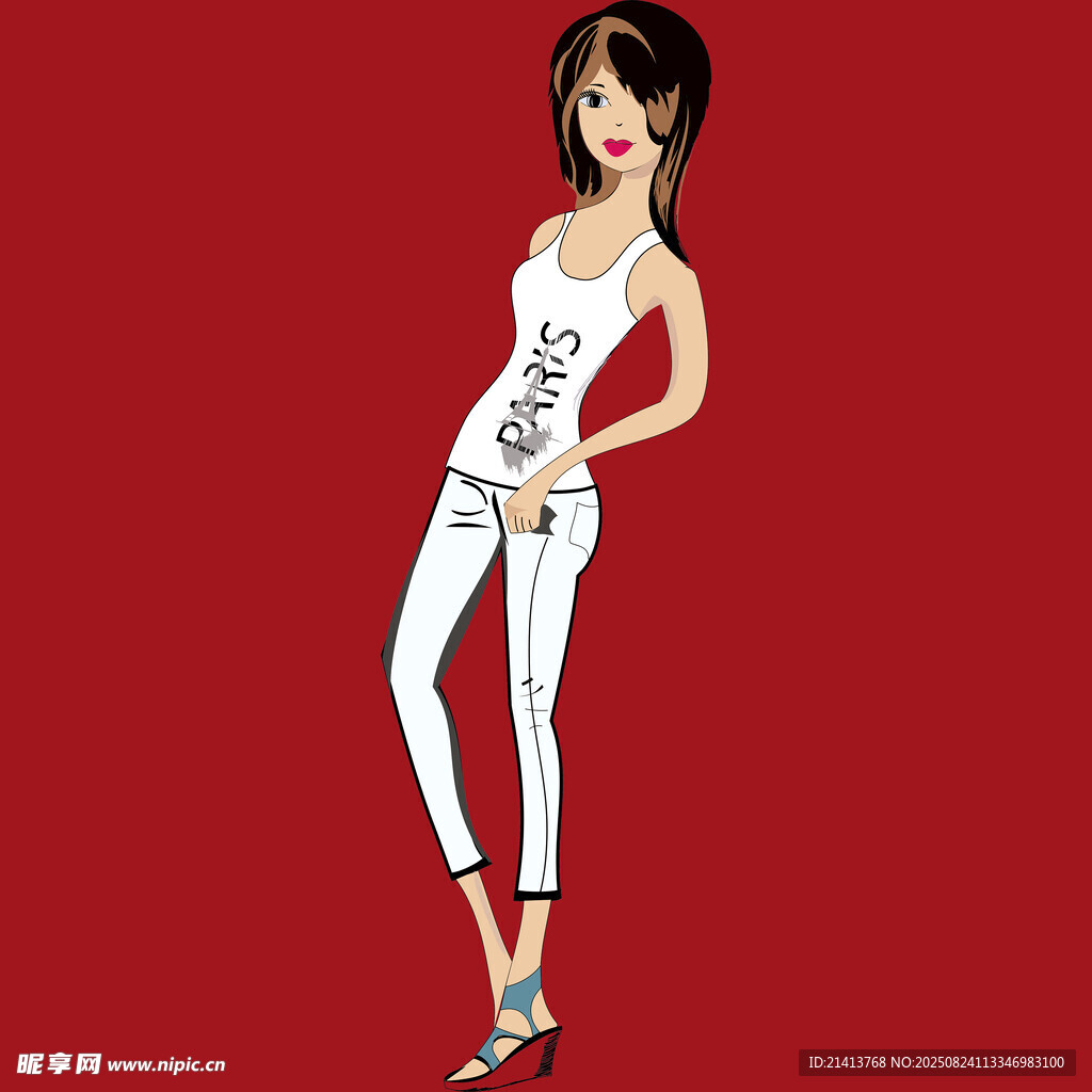 时尚白衣女子造型展示